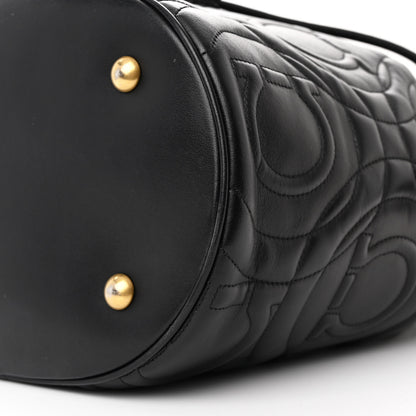 Salvatore Ferragamo Calfskin Quilted Gancini Bucket Bag Black 10 of 12