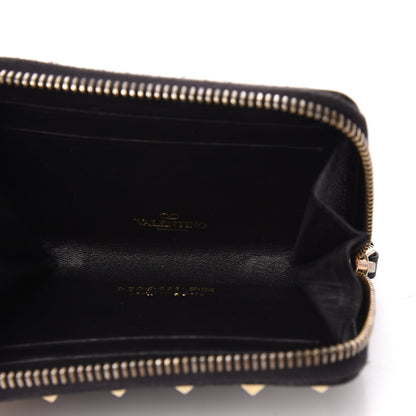 Valentino Garavani Vitello Rockstud Zip Around Card Holder Wallet Black 5 of 7