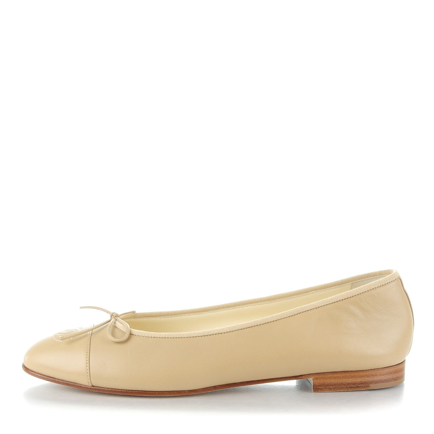 Chanel Lambskin Cap Toe Ballerina Flats 41 Light Beige 1 of 7