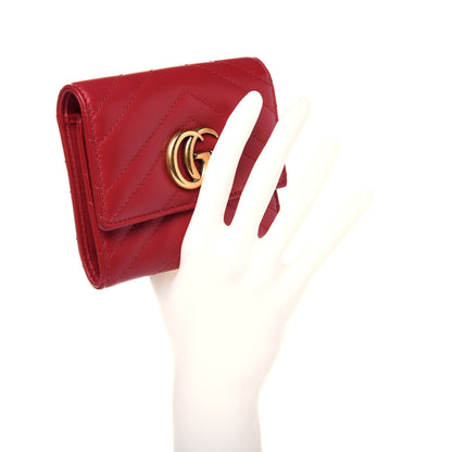 Gucci Calfskin Matelasse GG Marmont Wallet Hibiscus Red 2 of 13