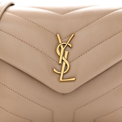 Saint Laurent Calfskin Y Quilted Monogram Toy Loulou Crossbody Bag Dark Beige 9 of 11