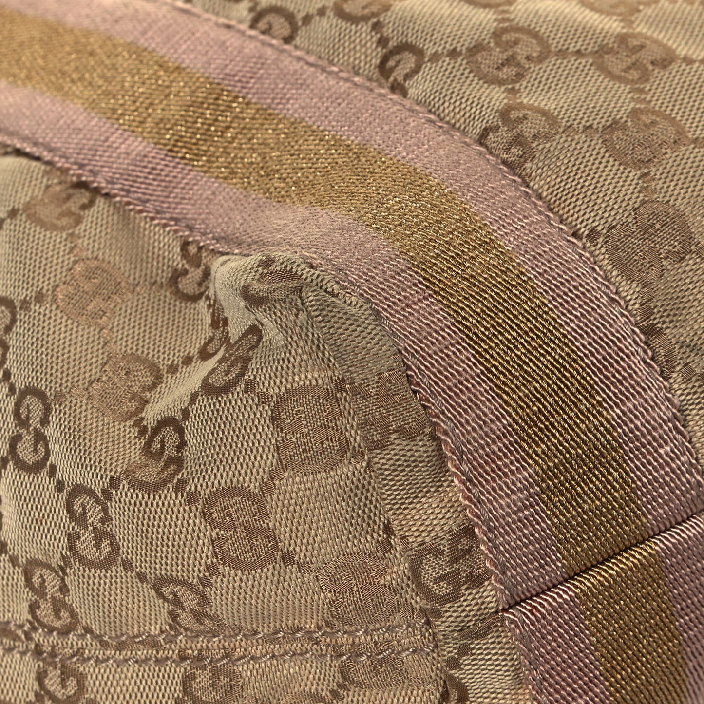 GG Monogram Medium Web Handle Vertical Tote Pink Gold