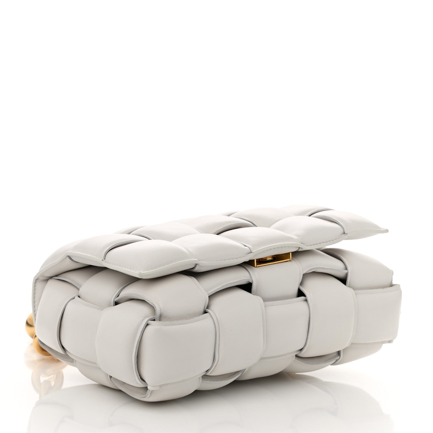Bottega Veneta Lambskin Maxi Intreccio Padded Chain Cassette Crossbody Bag White 3 of 9