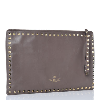 Valentino Garavani Vitello Large Rockstud Zip Wristlet Pouch Taupe 3 of 17