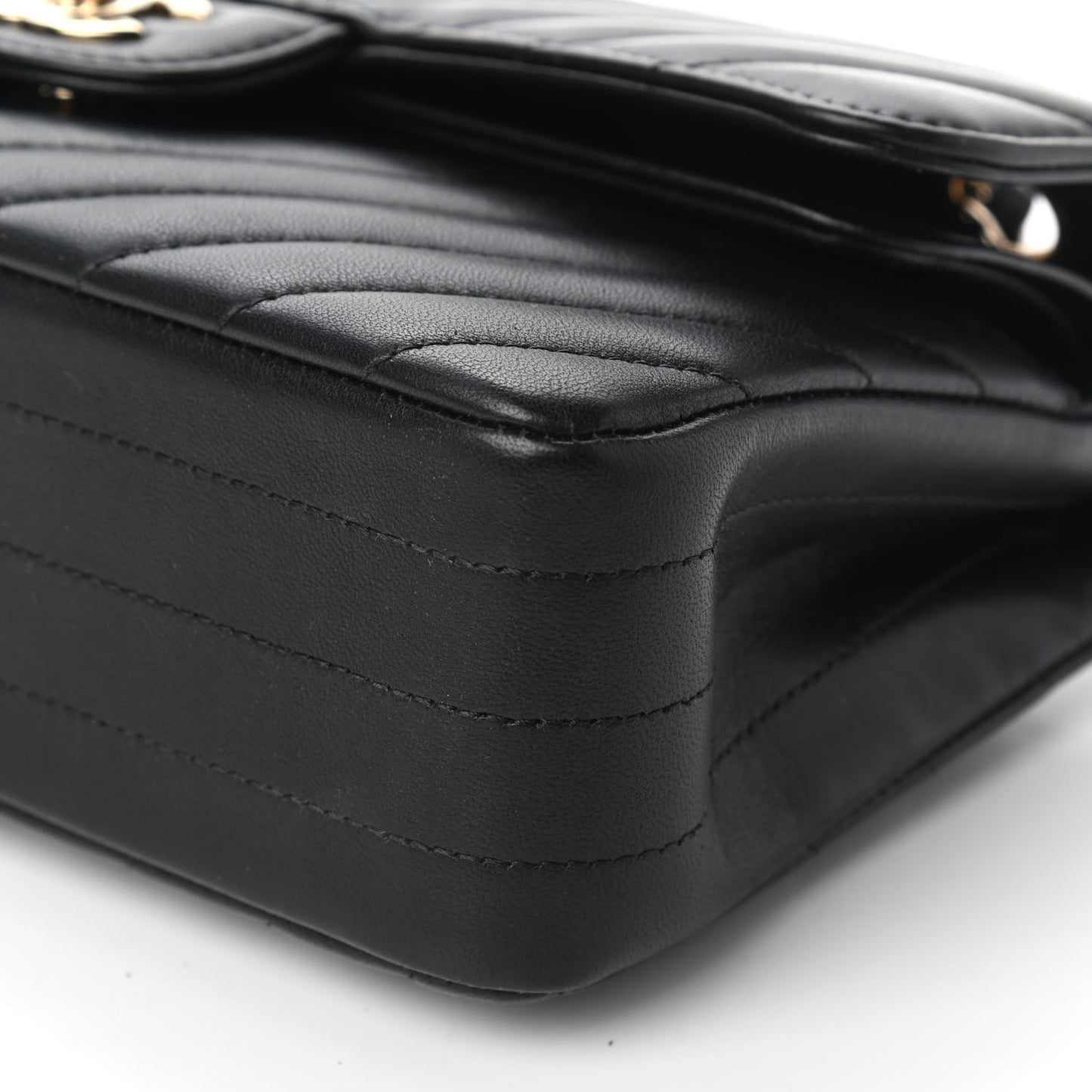 Lambskin Chevron Quilted Small Double Flap Black
