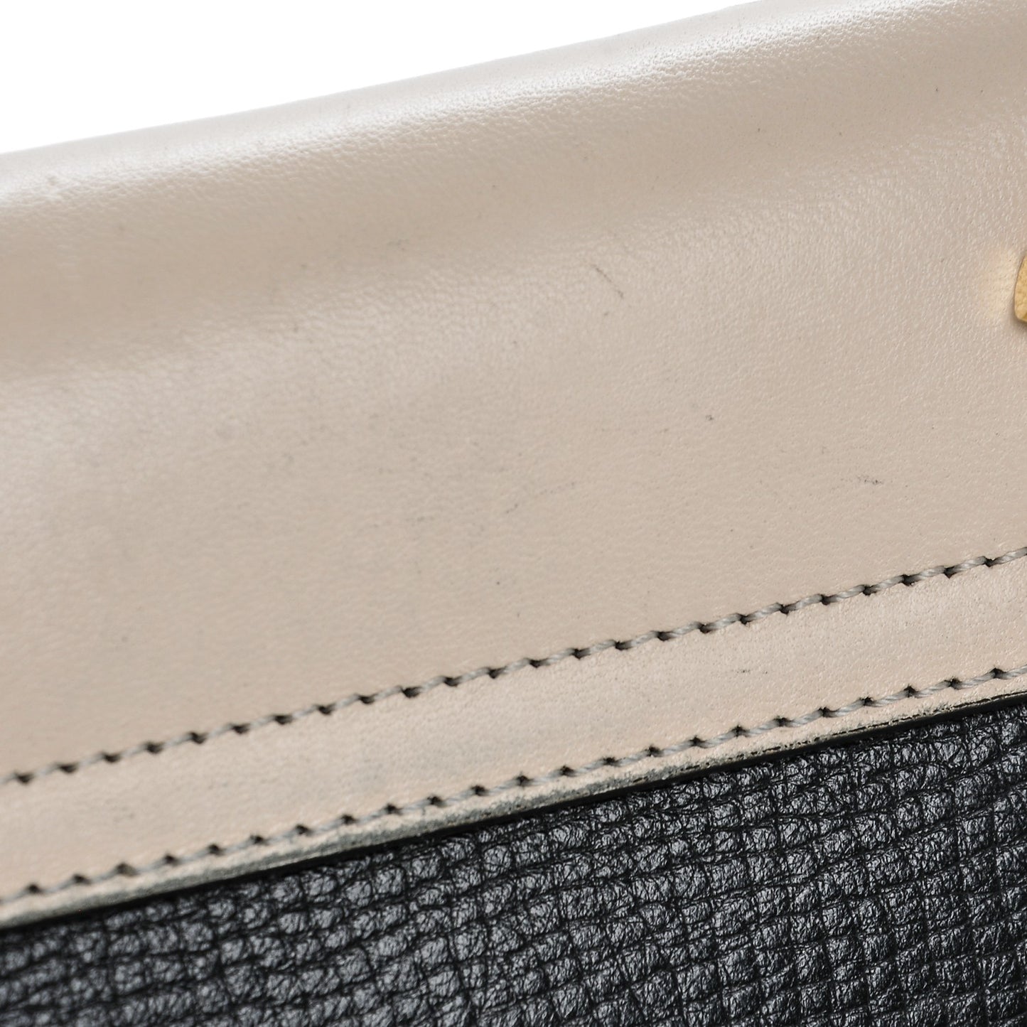 Grained Calfskin Lambskin Mini Bi-Color Drew Shoulder Bag Black Powder Beige