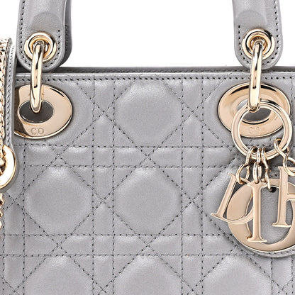 Christian Dior Lambskin Cannage Mini Lady Dior Grey 8 of 11