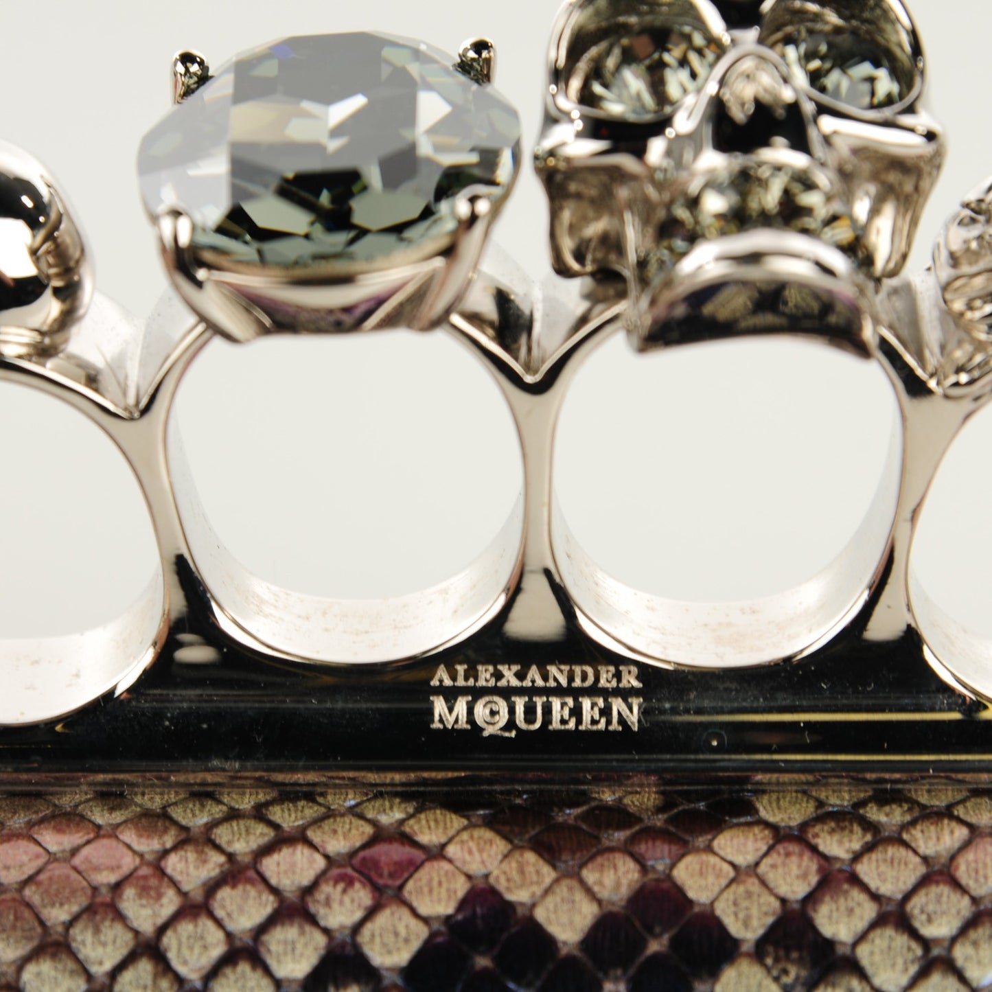 Python Knuckle Box Clutch Brown