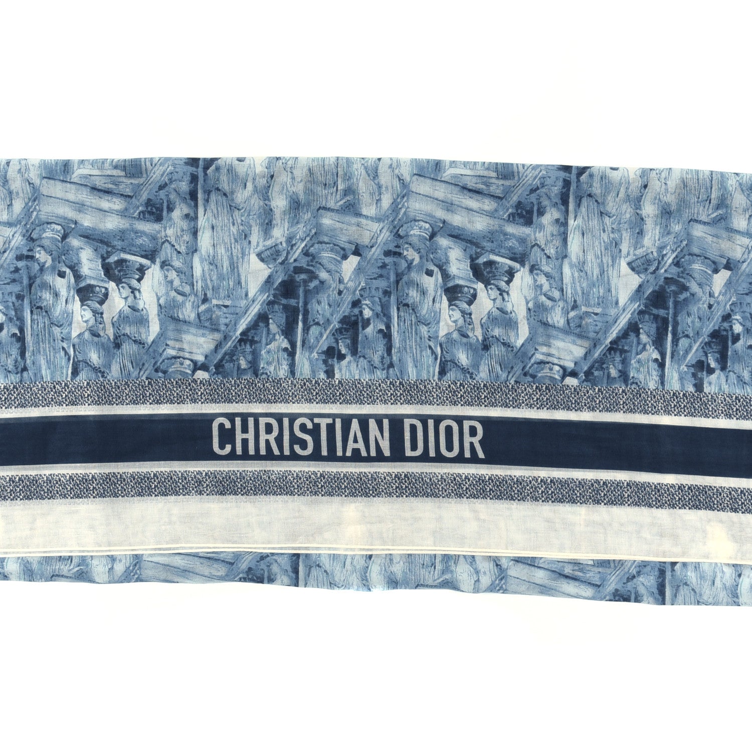Christian Dior Cotton D-Cariatides Scarf Blue Multicolor 2 of 3