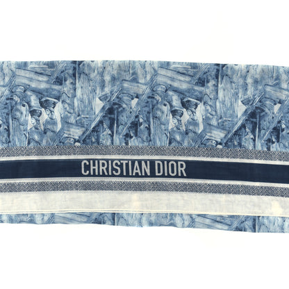 Christian Dior Cotton D-Cariatides Scarf Blue Multicolor 2 of 3