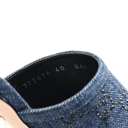Gucci Denim Crystal GG Monogram Mules 40 Blue 8 of 10