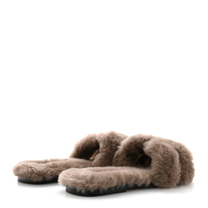 Hermes Woolskin Oran Sandals 40 Etoupe 5 of 9