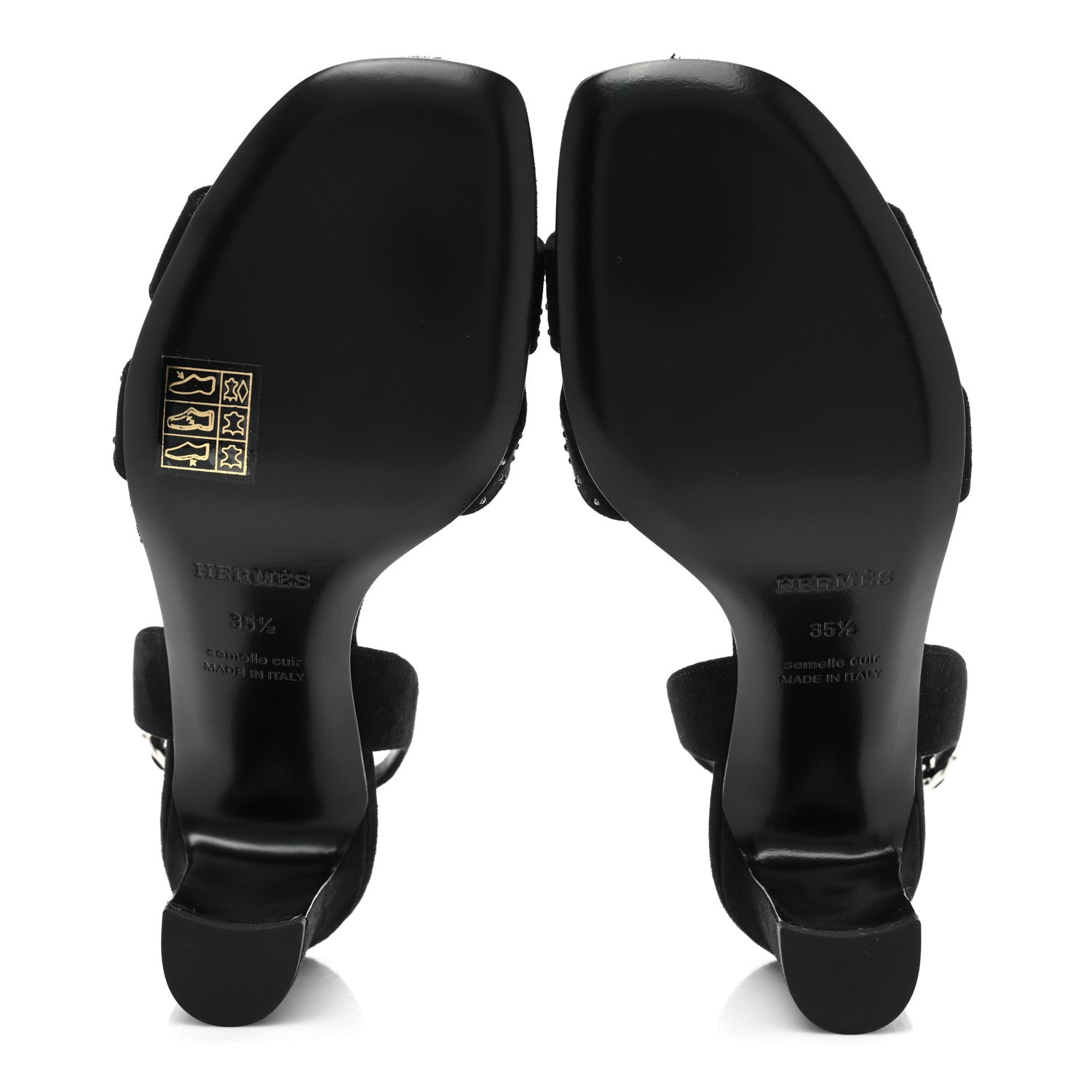 Hermes Suede Goatskin Crystal Eternite 80 Sandal 35.5 Black 5 of 8