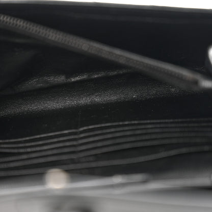 Saint Laurent Grain De Poudre Matelasse Chevron Monogram Monochrome Chain Wallet Black 6 of 13