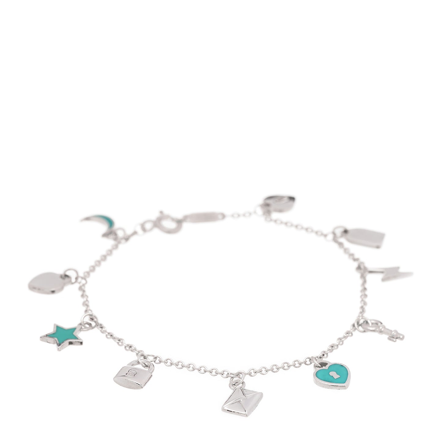 Sterling Silver Enamel Love Notes Charm Bracelet Blue