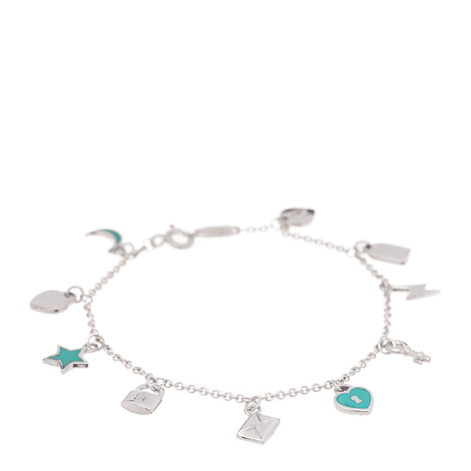 Tiffany Sterling Silver Enamel Love Notes Charm Bracelet Blue 1 of 4