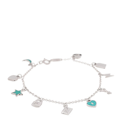 Tiffany Sterling Silver Enamel Love Notes Charm Bracelet Blue 1 of 4