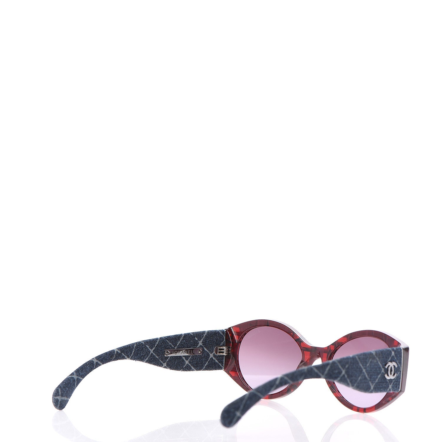 Chanel Acetate Denim Oval Sunglasses 5405 Red Dark Blue 4 of 7