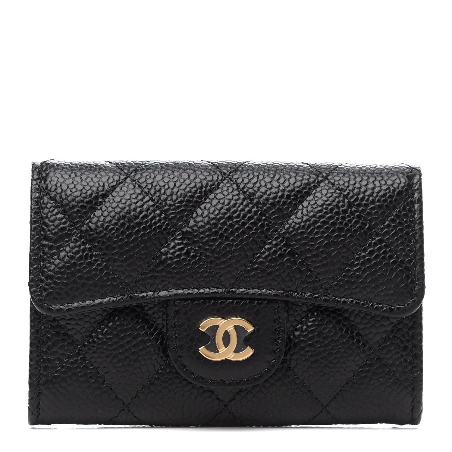 Chanel Caviar Quilted Flap Card Holder Wallet Black 1 of 9