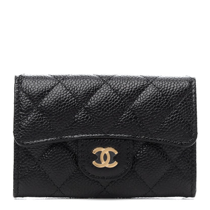 Chanel Caviar Quilted Flap Card Holder Wallet Black 1 of 9