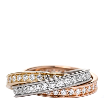 Cartier 18K White Yellow Pink Gold Diamond Trinity Ring 52 6 3 of 4