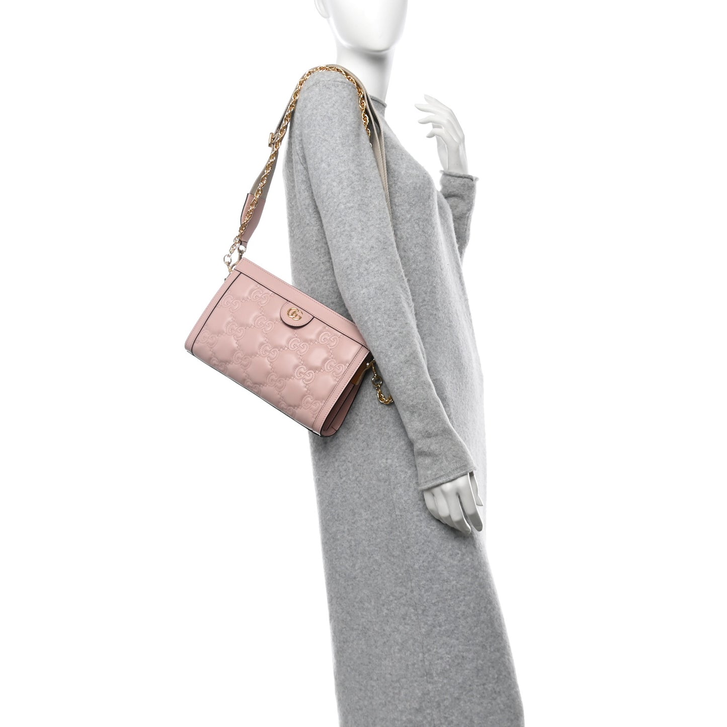 Calfskin GG Matelasse Small Slim Chain Shoulder Bag Perfect Pink Natural