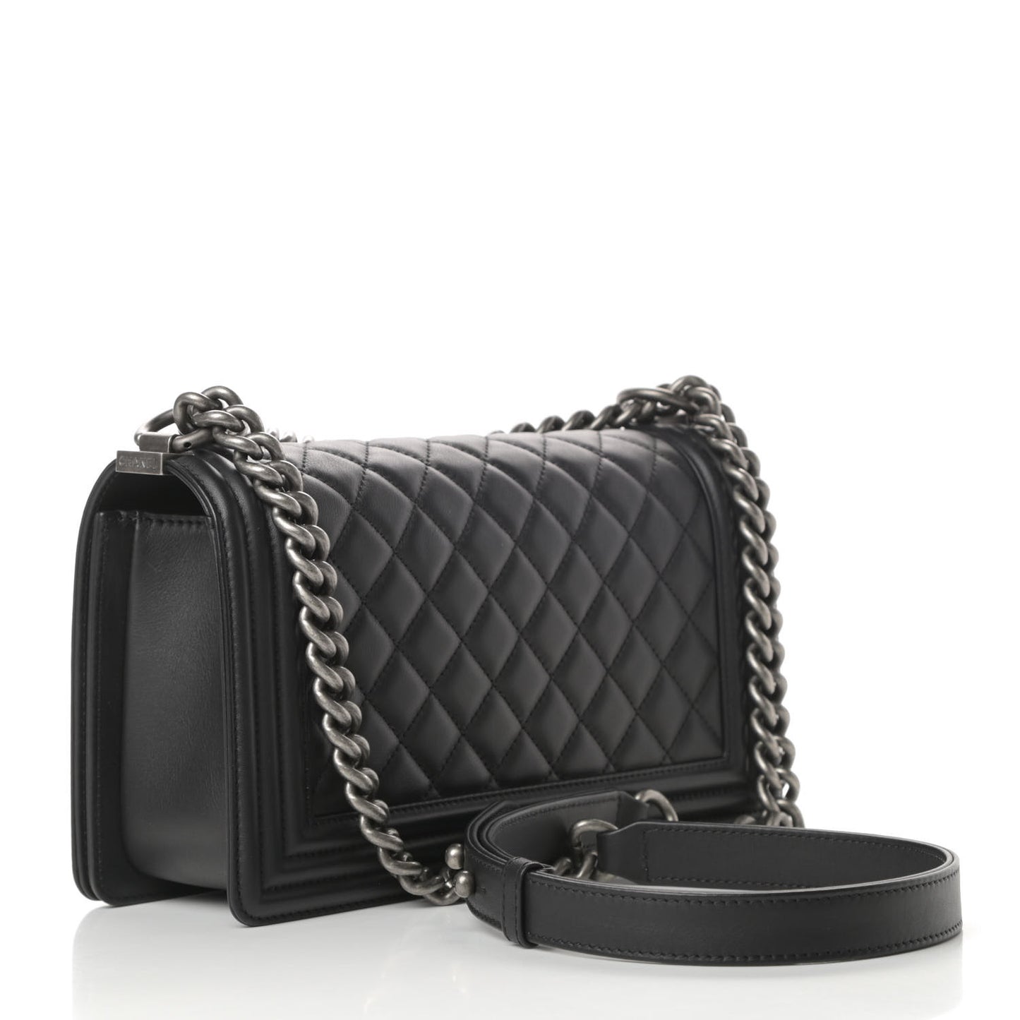 Calfskin Quilted Medium Boy Flap Black