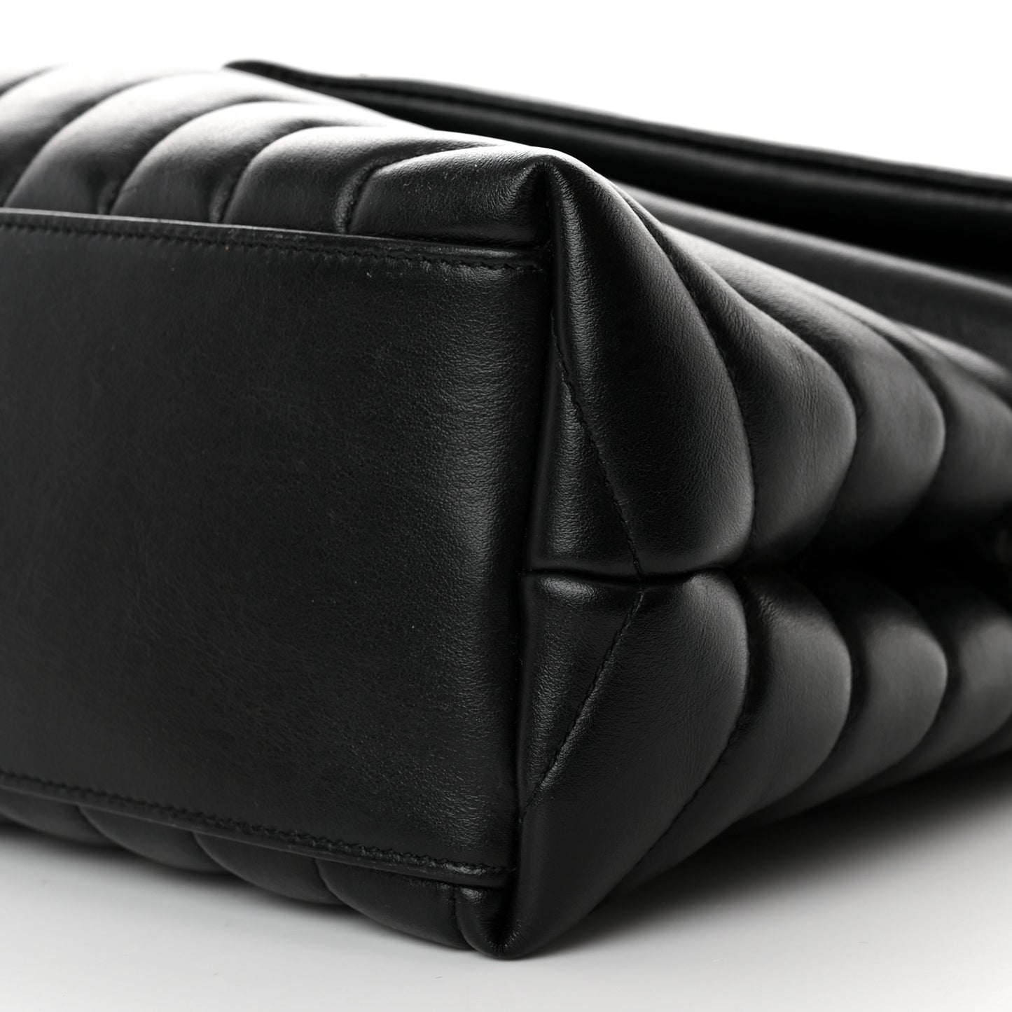 Calfskin Y Quilted Monogram Medium Loulou Chain Satchel Black