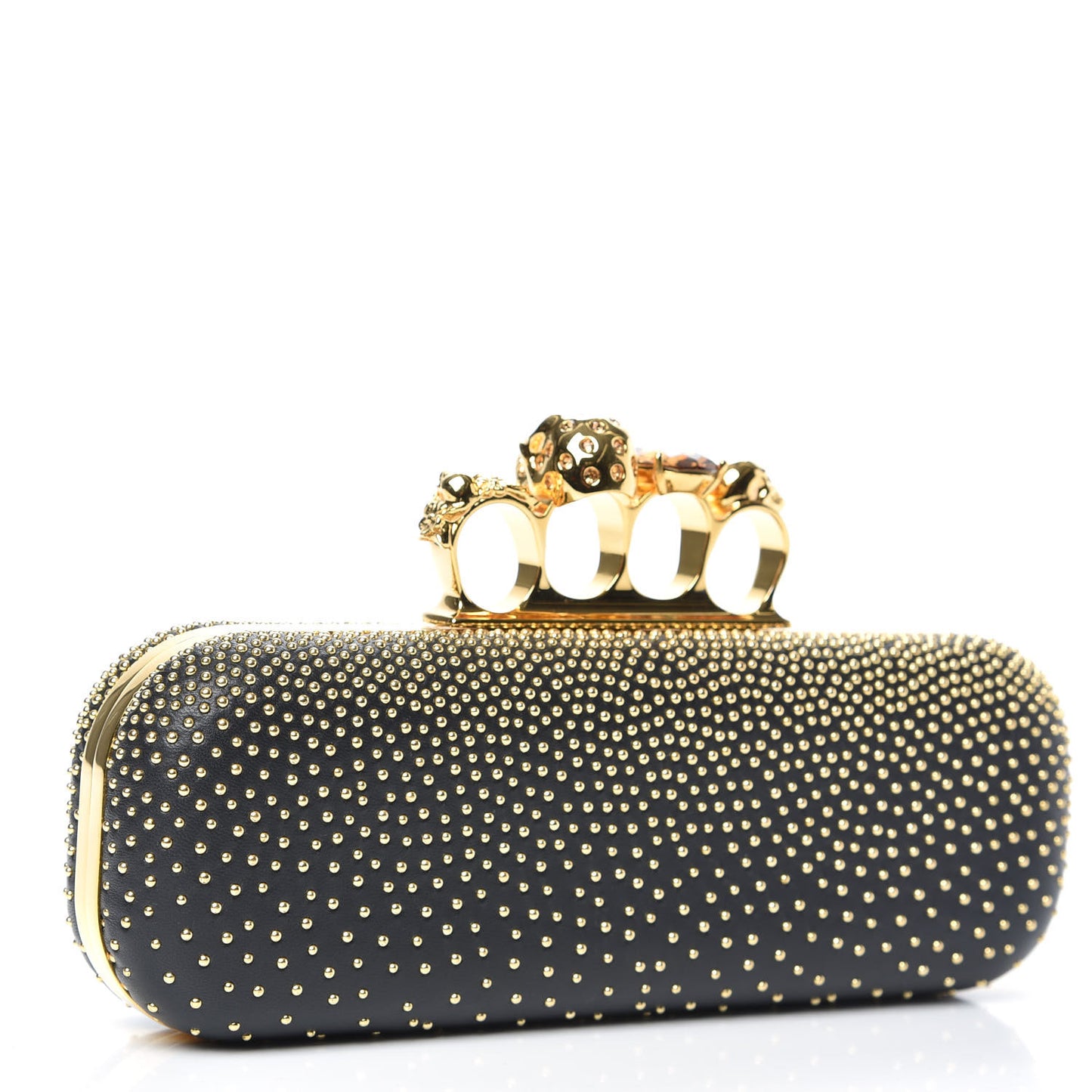 Studded Knucklebox Clutch Black