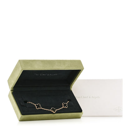 Van Cleef & Arpels 18K Yellow Gold Black Onyx 5 Motifs Vintage Alhambra Bracelet 5 of 5