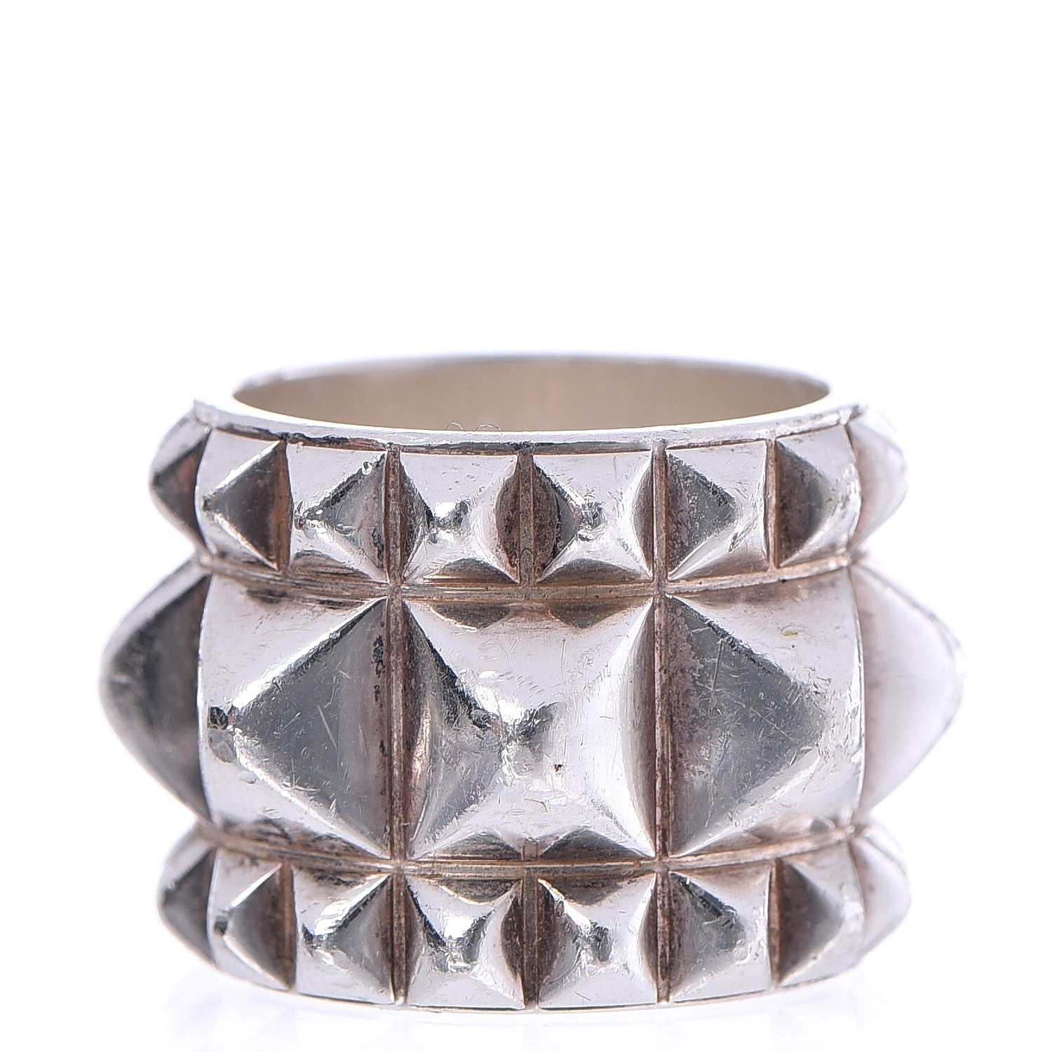 Hermes Sterling Silver Espionne Silver Ring 51 5.75 1 of 7