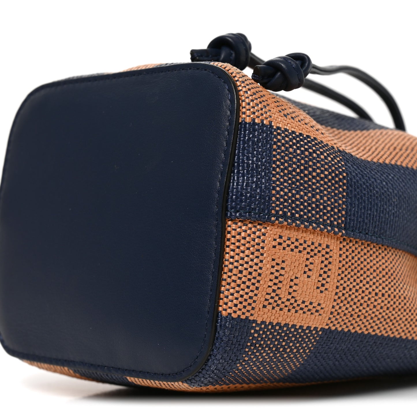 Raffia Vitello Seta F is Fendi Pequin Gingham Woven Mini Mon Tresor Bucket Bag Blue Ruggine
