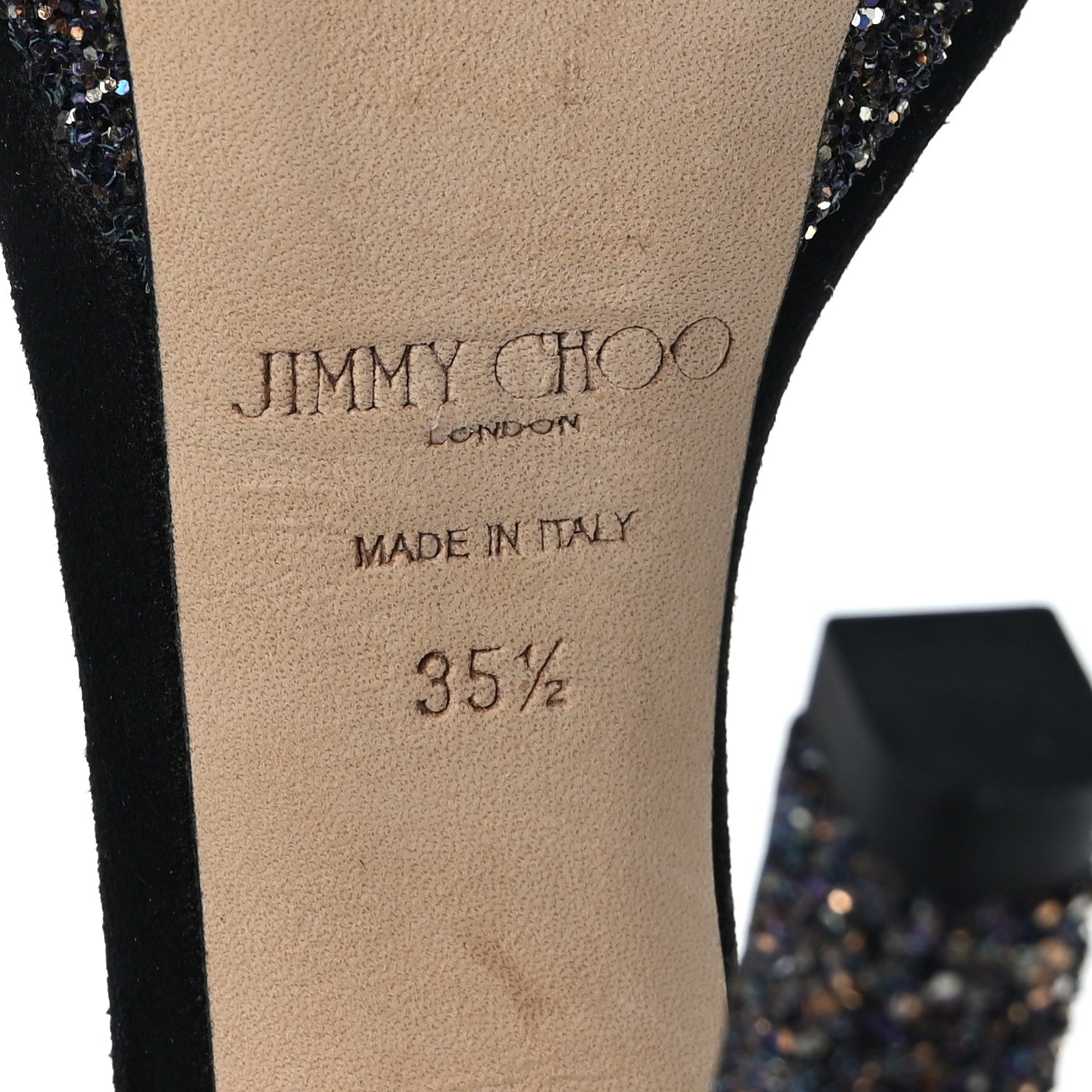 Jimmy Choo Dusty Glitter Misty 120 Sandals 35.5 Twilight Black 6 of 7