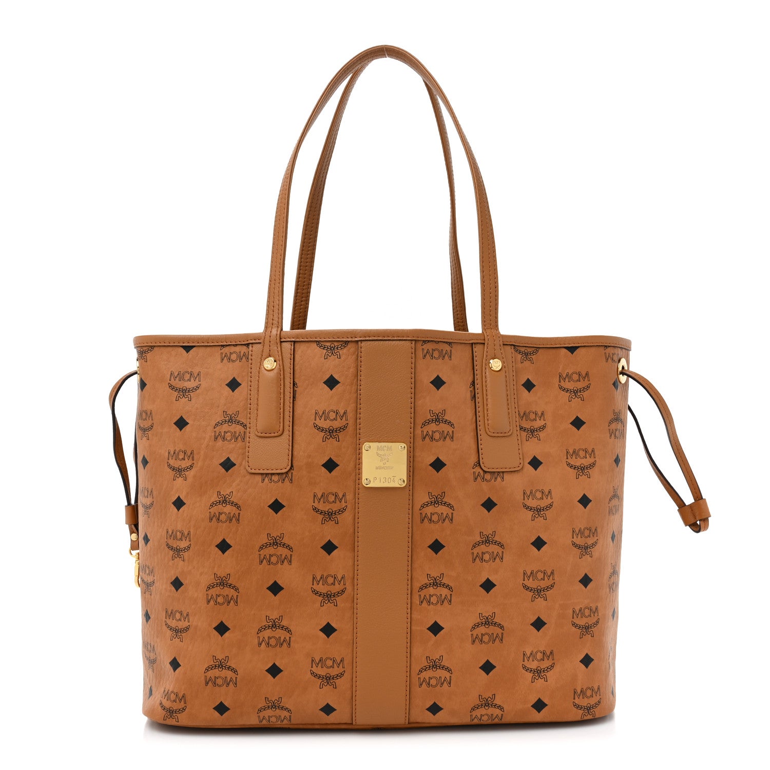 MCM Visetos Medium Liz Reversible Shopper Tote Cognac 1 of 16