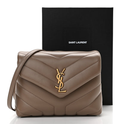 Saint Laurent Calfskin Y Quilted Monogram Toy Loulou Crossbody Bag Taupe 14 of 14