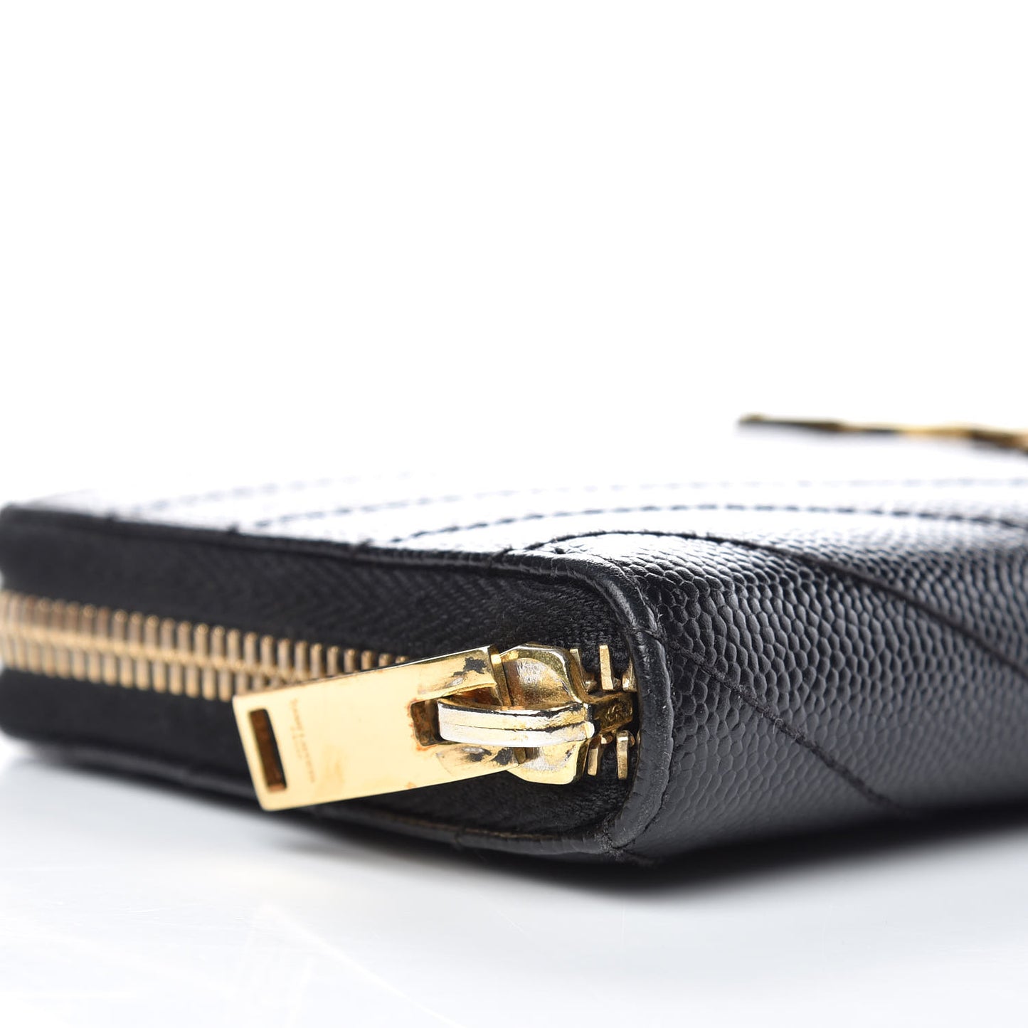 Grain De Poudre Matelasse Chevron Monogram Zip Around Wallet Black