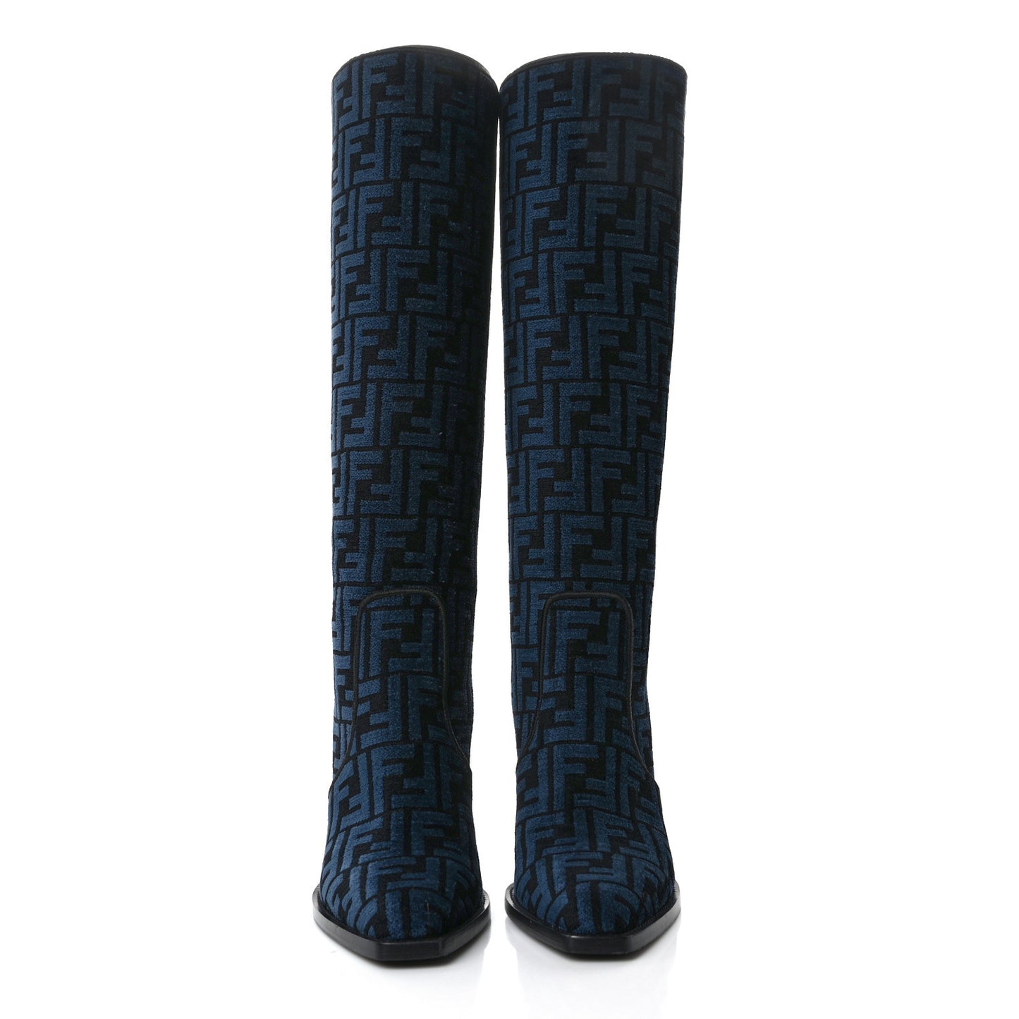 Chenille Jacquard FF 110mm Knee Boots 39 Black Blue