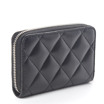 Chanel Lambskin Quilted Zip Coin Purse Black 3 of 7