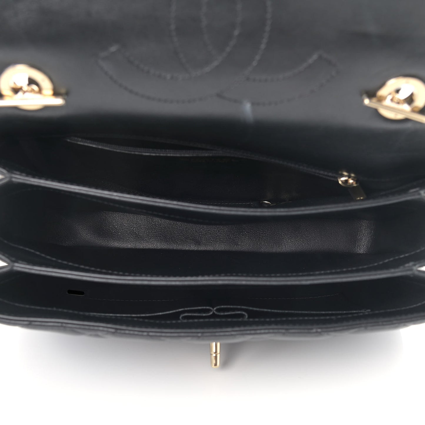 Lambskin Quilted Medium Trendy CC Flap Dual Handle Bag Black