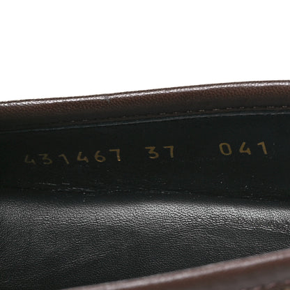 Gucci Monogram Jumbo GG Malaga Kid Horsebit Womens Jordaan Loafers 37 Camel Ebony New Acero Beige 7 of 9