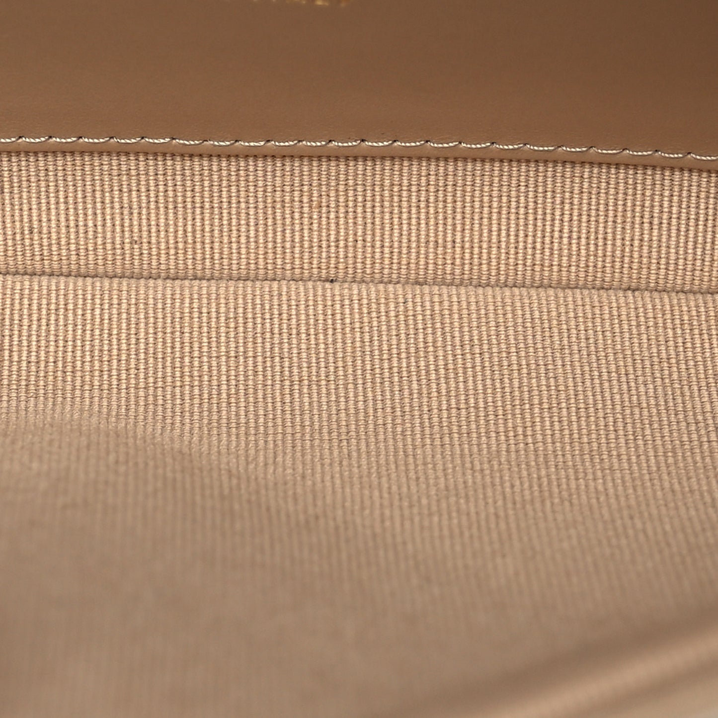 Shiny Lambskin Quilted Pouch Beige