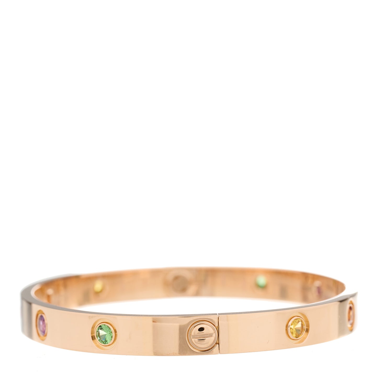 18K Pink Gold Sapphire Garnet Amethyst LOVE Bracelet 17