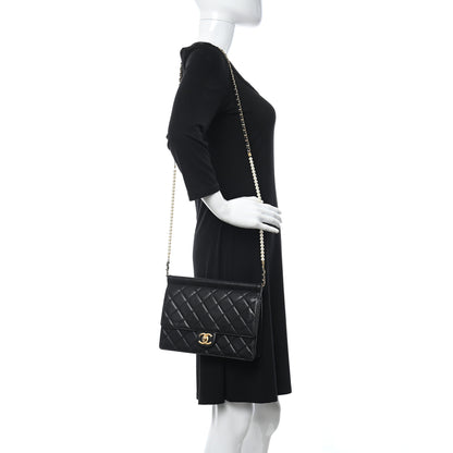 Chanel Goatskin Quilted Pearl Chain Flap Bag Black 3 of 14