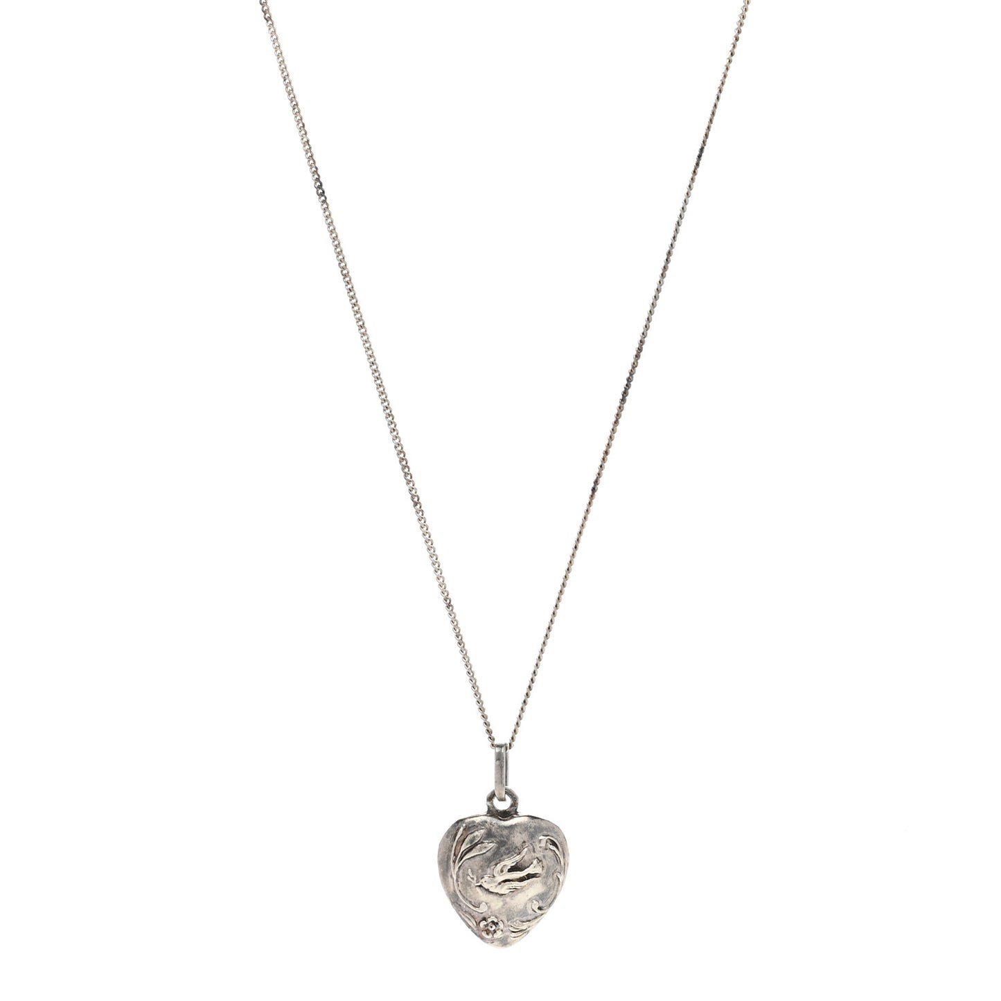 Metal Heart Necklace Silver