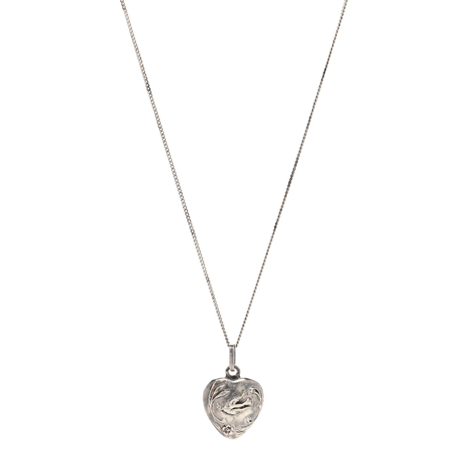 Saint Laurent Metal Heart Necklace Silver 1 of 7