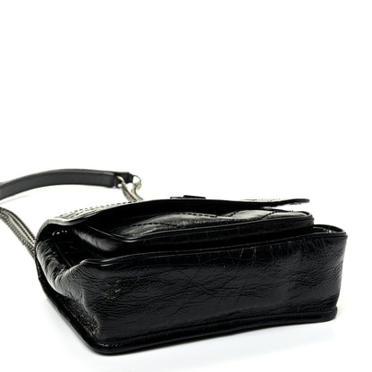 Saint Laurent Crinkled Calfskin Matelasse Monogram Baby Niki Chain Satchel Black 3 of 4