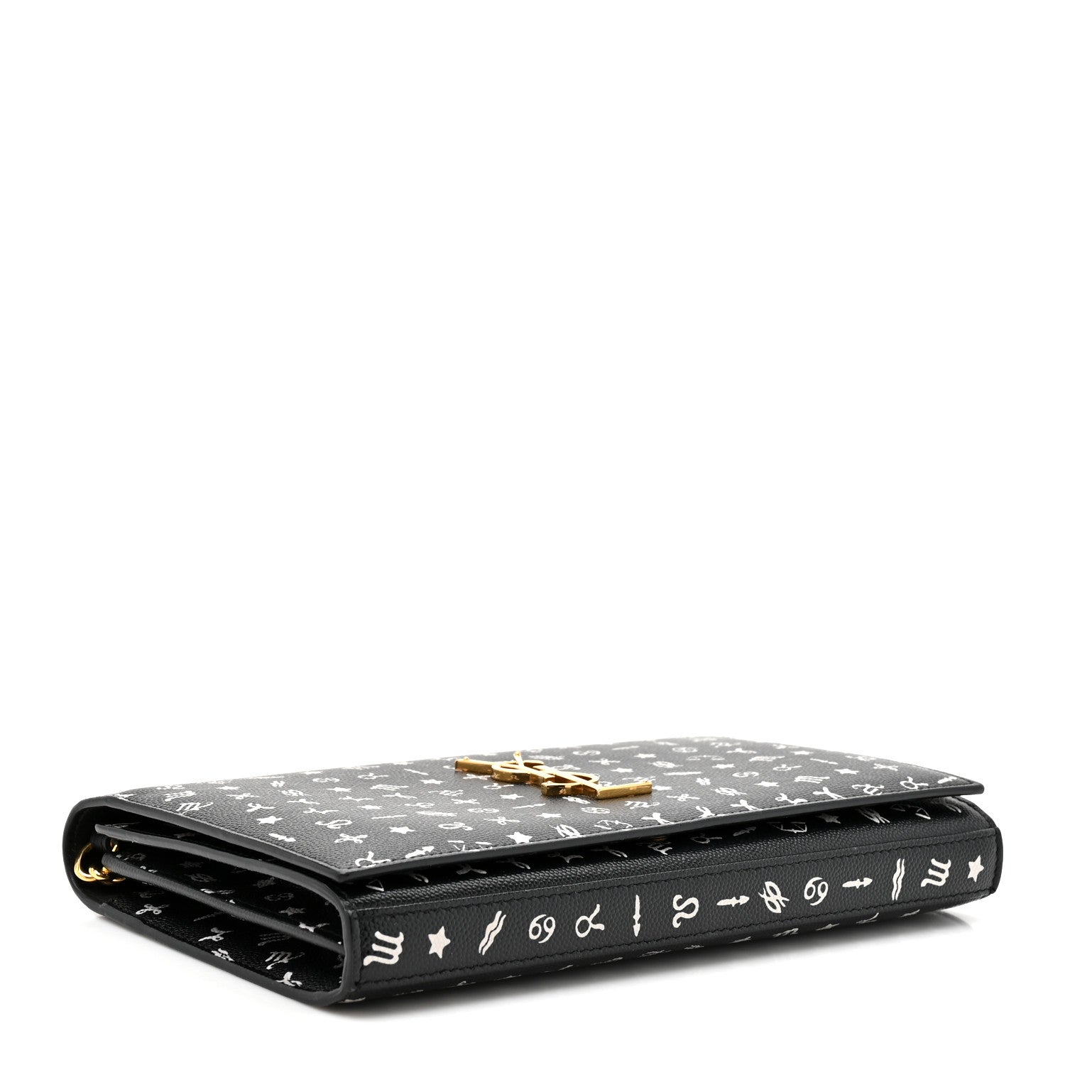 Saint Laurent Grain De Poudre Zodiac Print Small Monogram Kate Satchel Black Black 4 of 15