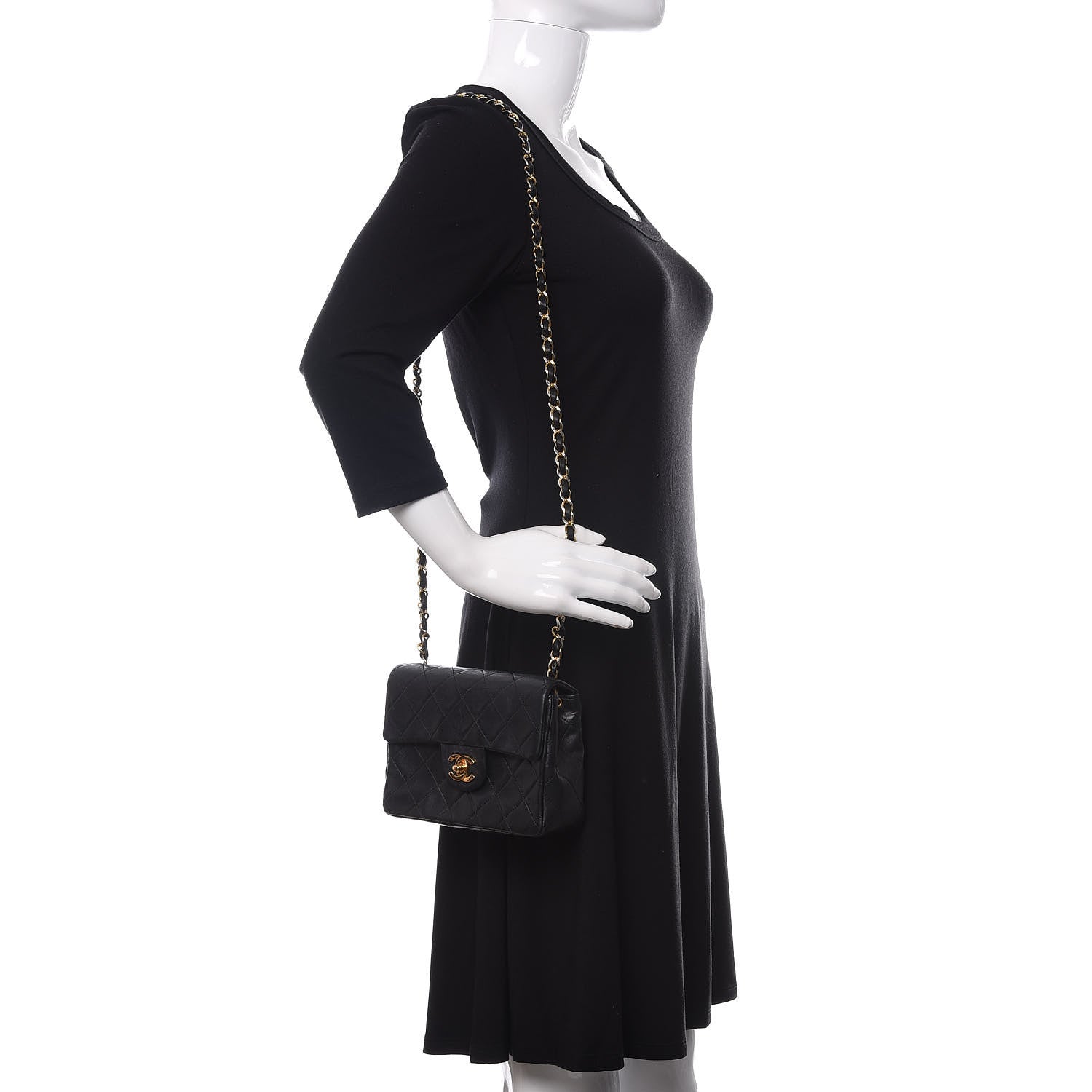 Chanel Lambskin Quilted Mini Square Flap Black 2 of 13
