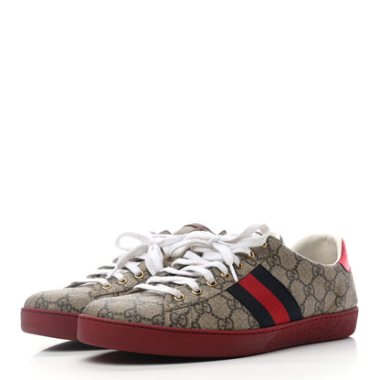 Gucci GG Supreme Monogram Ayers Web Mens New Ace Sneakers 10.5 Beige Red 3 of 8