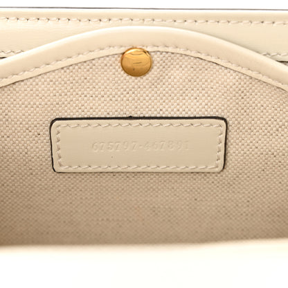 Gucci Calfskin Web Geometric Print Small Bamboo 1947 Top Handle Bag White Multi 8 of 11